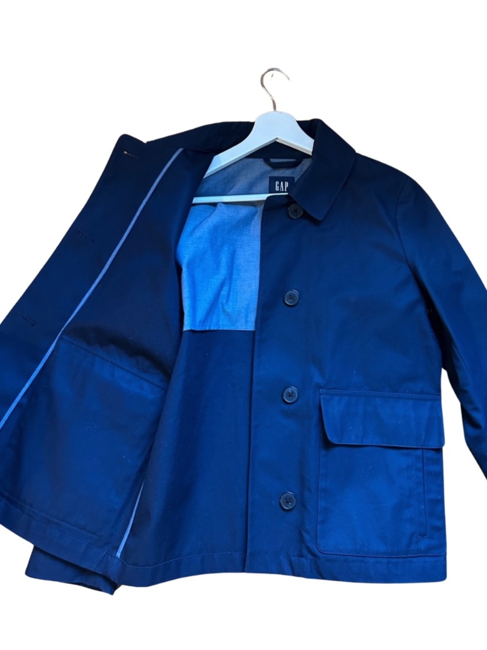 Fall Navy Short Trench coat - Picture 3 of 9